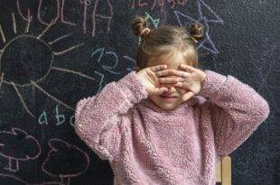 portrait little girl upset